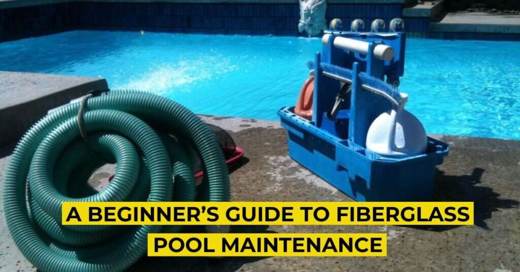 Swimming pool with cleaning equipment set up for maintenance