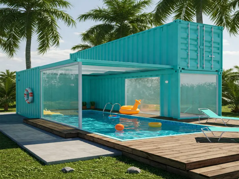 Pool Build by shipping containers low cost and Eco friendly method
